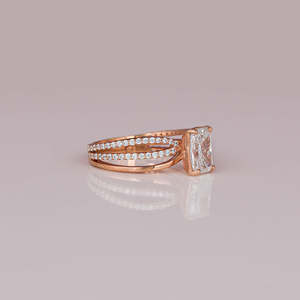 18KT Rose Gold Plated <b>Split</b> Shank Engagement <b>Ring</b> Hidden Halo with Radiant Cut Lab Grown Diamond Perfect Birthday Gift - Product Image 6