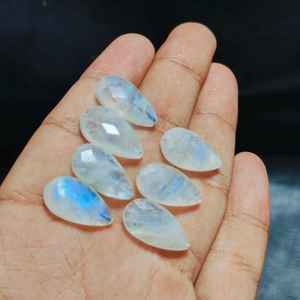 Lote de Briolette de piedra lunar arcoíris llamativo azul, 7 piezas, 10x16 MM, forma de pera, piedras preciosas naturales sueltas para hacer joyas, regalo para ella - Product Image 3
