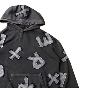 Sudaderas con capucha de punto 100% algodón 380g de diseño personalizado para hombres Sudadera con capucha con estampado de logotipo de gran tamaño Manga larga bordada Otoño - Product Image 2