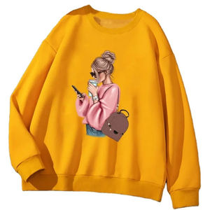 Sudadera OEM de algodón de gran tamaño para mujer, sudadera ecológica de invierno y otoño, cuello redondo, hombros caídos, estampado personalizado - Product Image 1