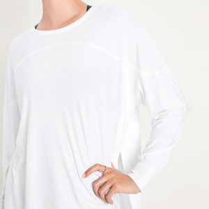 Camiseta de manga larga para adultos teñida Lisa ajustada y estirable para mujer Nueva llegada Camisa de manga larga completa de marca de servicio OEM con OEM - Product Image 4