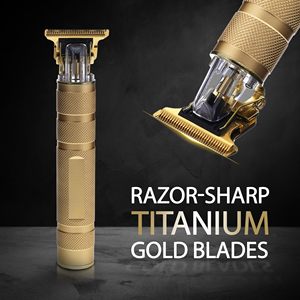 Recortadora de Barba de Precisión para Hombre T-Blade, Cuchillas de Titanio Doradas, 4 Peines Guía, Recargable y Sin Raspaduras, Resistente al Agua IPX7 - Product Image 3