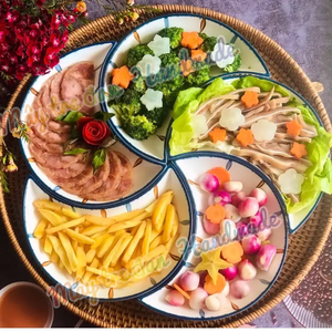 ถาดเสิร์ฟดอกไม้หวายทรงกลมถักด้วยมือพร้อมที่จับถาดหวายสำหรับตกแต่งวันหยุดและเป็นของขวัญที่ผลิตในเวียดนาม - Product Image 5