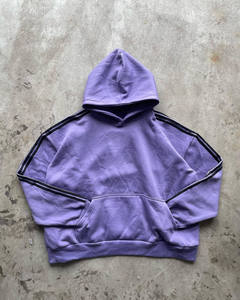 Sweats à capuche décontractés unisexes avec manches rayées Sweatshirts pullover en coton doux jaune et violet - Product Image 5