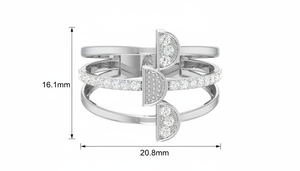 14K Gold & Natural Diamond Women's Luxury Classical Design Ring with 25 <b>Stones</b> Round Brilliant Cut | 0.20Ctw - Product Image 2