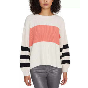 Maglione Casual da Donna Sanctuary Beige e Bianco con Cuciture a Shaker e Design a Righe Giocose, Taglia X-Small - Product Image 1