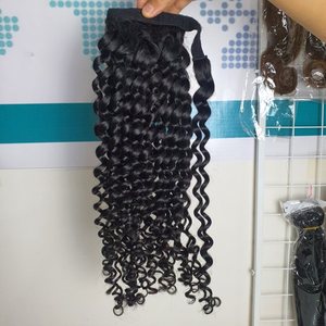 Wholesale Price Raw Vietnamese Human Hair Extensions Deep Wave Curly Pony Tail Bundle Lace <b>Toupee</b> Base No Tangle Shedding - Product Image 3