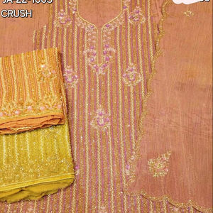 Modern Designer Unstitched Hand Embroidered Silk Party Wear <b>Suits</b> for <b>Women</b> Indian Fashion-Forward Traditional Style for Parties - Product Image 1