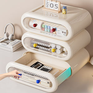 Organisateur de tiroirs en <span class=keywords><strong>plastique</strong></span> empilable WANUO, anti-poussière, 1/2/3 niveaux, boîte de rangement de <span class=keywords><strong>bureau</strong></span>, boîte de rangement pour la maison et le <span class=keywords><strong>bureau</strong></span> - Product Image 1