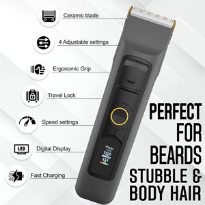 Tondeuse à cheveux sans fil professionnelle pour hommes, longue autonomie de la batterie, avec lame en céramique pour barbe et corps - Product Image 5