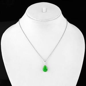 925 argent Sterling vert Turquoise poire forme à la main pierre précieuse pendentif parfait cadeau de mariage pour l'amour avec 925 timbre bijoux - Product Image 5