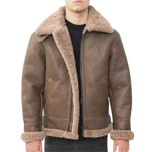 Top Quality Men's <b>Shearling</b> <b>Bomber</b> <b>Jacket</b> Real Leather Sheepskin Fur <b>Jackets</b> - Product Image 6
