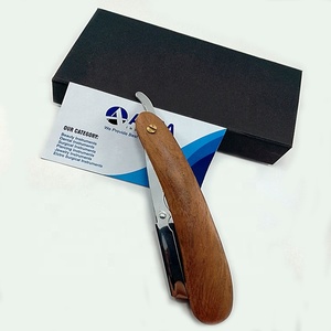Hoja plegable de maquinilla de afeitar recta con mango de madera de grado de salón para afeitado suave y aseo profesional para barberos y hombres - Product Image 2