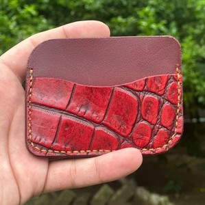<b>Slim</b> Minimalist Genuine Crocodile Pattern Leather <b>Wallet</b> Custom <b>Card</b> Holder for Credit <b>Cards</b> - Product Image 5