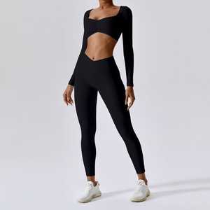 Vente en gros d'ensembles de yoga pour femmes vêtements de sport vêtements d'entraînement pantalons de yoga leggings pour femmes combinaison de yoga grande taille salle de sport 2026 - Product Image 3