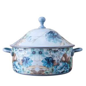 Plat de casserole de pot chaud isolé enduit d'émail de la meilleure qualité de vente chaude avec le motif floral artistique parfait pour diner et traiter - Product Image 5