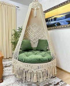 100% fait à la main macramé balançoire suspendue intérieur extérieur Boho Style macramé tissé à la main grand hamac suspendu chaise balançoire - Product Image 2