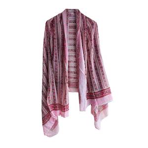 Bagru Block Print Floral Pink Cotton <b>Sarong</b> <b>Beach</b> <b>Wrap</b> Pareo - Product Image 2