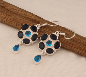 Pendientes de Topacio Azul de cianita para mujer, Plata de Ley 925, diseñador, piedras preciosas hechas a mano, joyería de boda, Idea de regalo, precio de fábrica - Product Image 2
