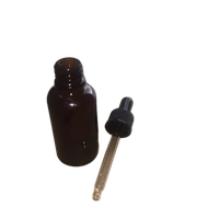 Flacon compte-gouttes rond en verre ambré UNI-Sci 50 ml avec bouchon en plastique, embout en caoutchouc et pipette en verre pour usage en laboratoire