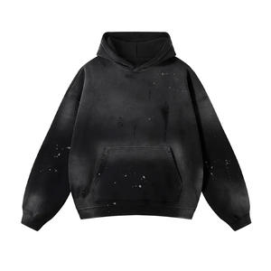 Venta al por mayor diseño único lavado ácido desgastado Sudadera con capucha 100% algodón peso pesado con hombro caído patrón de impresión para la temporada de invierno - Product Image 6