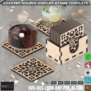 Acacia Wood Drink <b>Coaster</b> Set with Holder Premium Round Wooden Stone <b>Coasters</b> for Dining <b>Tables</b>, Kitchen & Living Room - Product Image 4