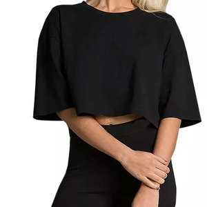 Liso en blanco pesado 100% algodón camisetas mujeres Oversize Crop Top camisetas con logotipo personalizado impreso mujeres - Product Image 5