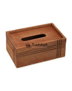 กล่องใส่กระดาษทิชชูไม้คุณภาพพรีเมียมลายดอกไม้สลักลายธรรมชาติ สำหรับตกแต่งบ้านอย่างยั่งยืน - Product Image 2