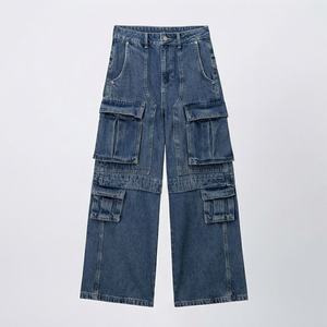 Pantalons en jean en coton personnalisables en gros pour femmes, pantalon avec poche latérale, nouveau pantalon cargo respirant, pantalon tendance de qualité supérieure - Product Image 1