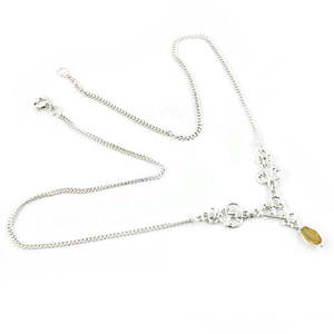 Women's Geometric 925 Silver Citrine Y <b>Necklace</b> with 14K <b>Gold</b> Freshwater <b>Pearl</b> Platinum Chain Rhodium Plated Gemstone Jewelry - Product Image 3