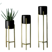Juego de 3 Macetas Modernas Ecológicas Ligeras de Metal con Recubrimiento en Polvo, Duraderas, con Soporte, para Hogar, Jardín, Hotel, Restaurante, Sala de Estar