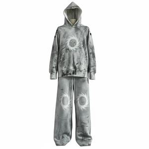 Conjunto Deportivo Informal de Sudadera con Capucha y Pantalones de Chándal con Bordado Degradado, 100% Algodón, para Unisex - Product Image 6