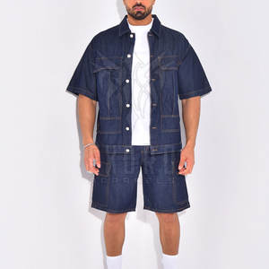 Conjunto de pantalones cortos de mezclilla de talla grande para hombre, venta al por mayor, personalizado, transpirable, ligero, alta calidad, verano, estampado personalizado, adultos, sólido - Product Image 2