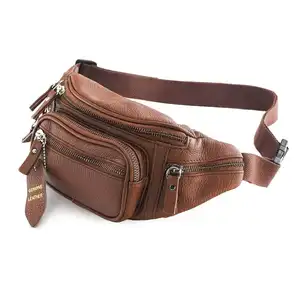 Unisex Fanny Pack Sheepskin Leather Waist Bag Genuine Cowhide Leather Belt Bag Custom Made Bag