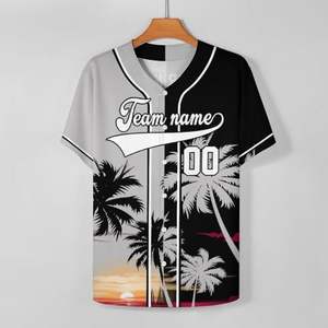 Botón personalizado Deportes Béisbol y Softball Jerseys Colorblocking Hawaii Diseño con número de nombre personalizado impreso para hombres Mujeres - Product Image 3