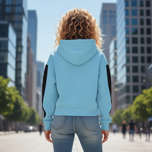 Sweat à capuche en polaire tricoté pour femme, logo brodé 3D personnalisé en gros, respirant, confortable, bicolore, hip-hop - Product Image 2