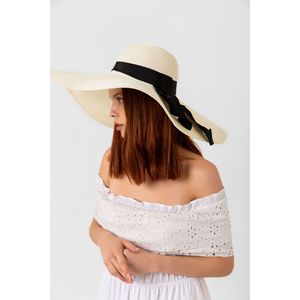 Cream Ribbon Extra Wide Straw <b>Hat</b> Hsr2039 Boxed Shipping - 2039krem - Product Image 5
