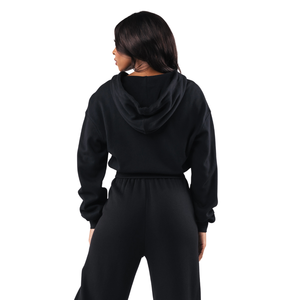 Veste zippée courte en polaire pour femme, douce et chaude, à manches longues, style sweat à capuche décontracté, haut athleisure, idéale pour l'hiver et le confort quotidien - Product Image 4