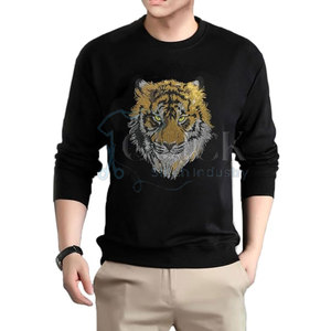 Sudaderas de lana de mezcla de algodón de invierno de gran tamaño para hombre con diseño de diamantes de imitación personalizado transpirable y ecológico - Product Image 1