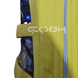 Corset tendance OEM/ODM en coton jaune avec harnais en PVC nude et bretelles réglables - Product Image 4