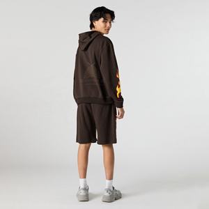 Ensemble deux pièces pour hommes avec impression bouffante personnalisée sweat à capuche à taille élastique et survêtement court 2 pièces écologique - Product Image 2