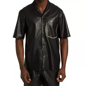 Kivotech New Trending Design Premium Quality Genuine Leather Turn Down <b>Collar</b> <b>Men</b> Casual Style <b>Shirt</b> 100% <b>High</b> Quality - Product Image 5