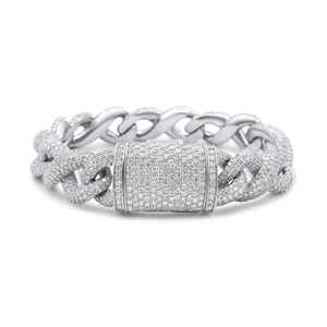 Full White <b>Silver</b> Diamond Cuban <b>Bracelet</b> 10mm 9inch Hip Hop Wedding Iced Out Luxury Gold Plated for Certified Unisex - Product Image 2