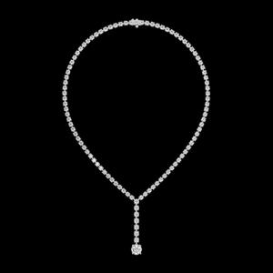 20 Inch Lab Grown Diamond <b>Tennis</b> <b>Necklace</b> with Solitaire Drop 14K Yellow Gold Round 2.1ct DEF VVS/VS 7 Stones Rhodium Plated - Product Image 4