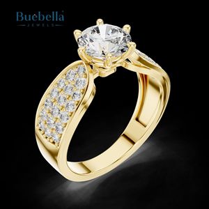 Anillo de Bodas de compromiso de racimo chapado en oro de 18 quilates de Plata de Ley 925 Original de gran oferta para hombres - Product Image 4