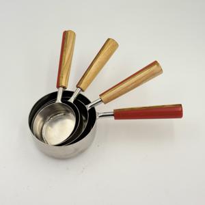 Four-Piece Wooden Resin Handle Stainless Steel Mirror Polished <b>Measuring</b> <b>Cup</b> and Spoon Set <b>Baking</b> and Cooking Quantitative Tool - Product Image 4