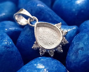 Pendentif en argent sterling 925, forme poire 8x6mm, serti vide, pour résine, écologique, personnalisable, avec zircon cubique toutes couleurs, apprêts de bijouterie - Product Image 2