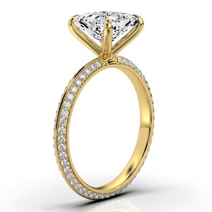 Bague de fiançailles et de mariage en or massif 14 carats classique personnalisable certifié IGI 3ct taille princesse sertissage de barre de diamant fête des femmes - Product Image 5