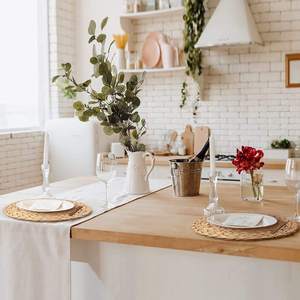 Table à manger ronde en jacinthe d'eau naturelle faite à la main, table de cuisine exquise pour la maison et les mariages, sets de table en osier - Product Image 4