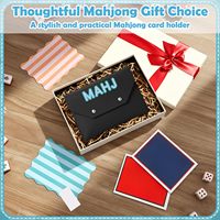 Mahjong-Karten-Tasche, Mahjong-Kartenhalter, Mahjong-Kartenhülle aus Leder, Mahjong-Karten-Clutch-Etui, Schwarz